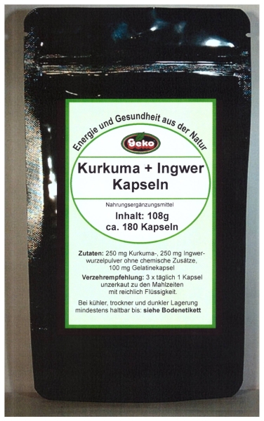 Kurkuma + Ingwer - Kapseln 108g ca.180 Kapseln a´600mg - OVP #5351